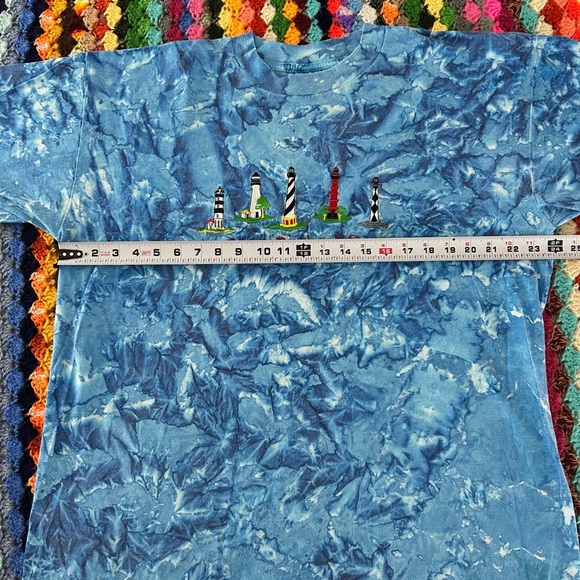 Vintage 90s Y2K 100% Cotton Outer Banks NC Tie Dye Lighthouses Embroider… - Picture 5 of 8
